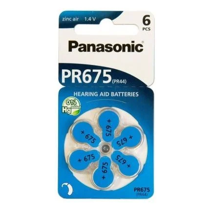 Батарейка Panasonic PR44 / PR675 (1.4V) * 6 (PR-675H/6LB)
