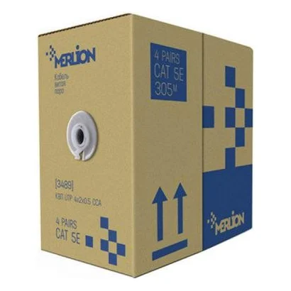 Кабель мережевий Merlion UTP 305м КВП (4*2*0,50) 4Р 24AWG [СCA] (03489)
