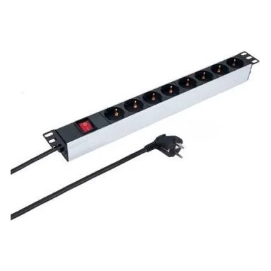 Силовий блок Kingda 19" 1U 8xSchuko, выключатель, кабель 2м (KD-PDU-GM-1U-P8)