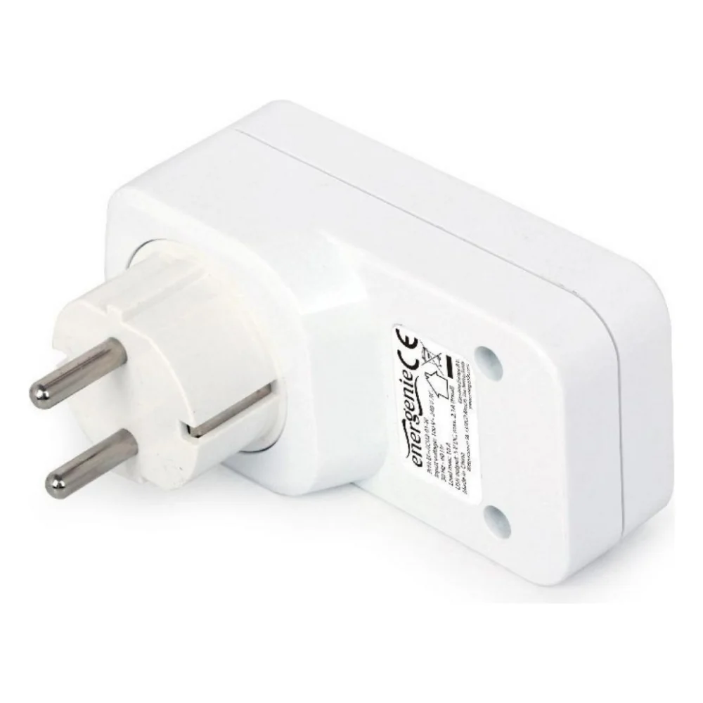 Зарядний пристрій EnerGenie 2 USB по 2.1A со сквозной розеткой (EG-ACU2-01-W) — фото 5