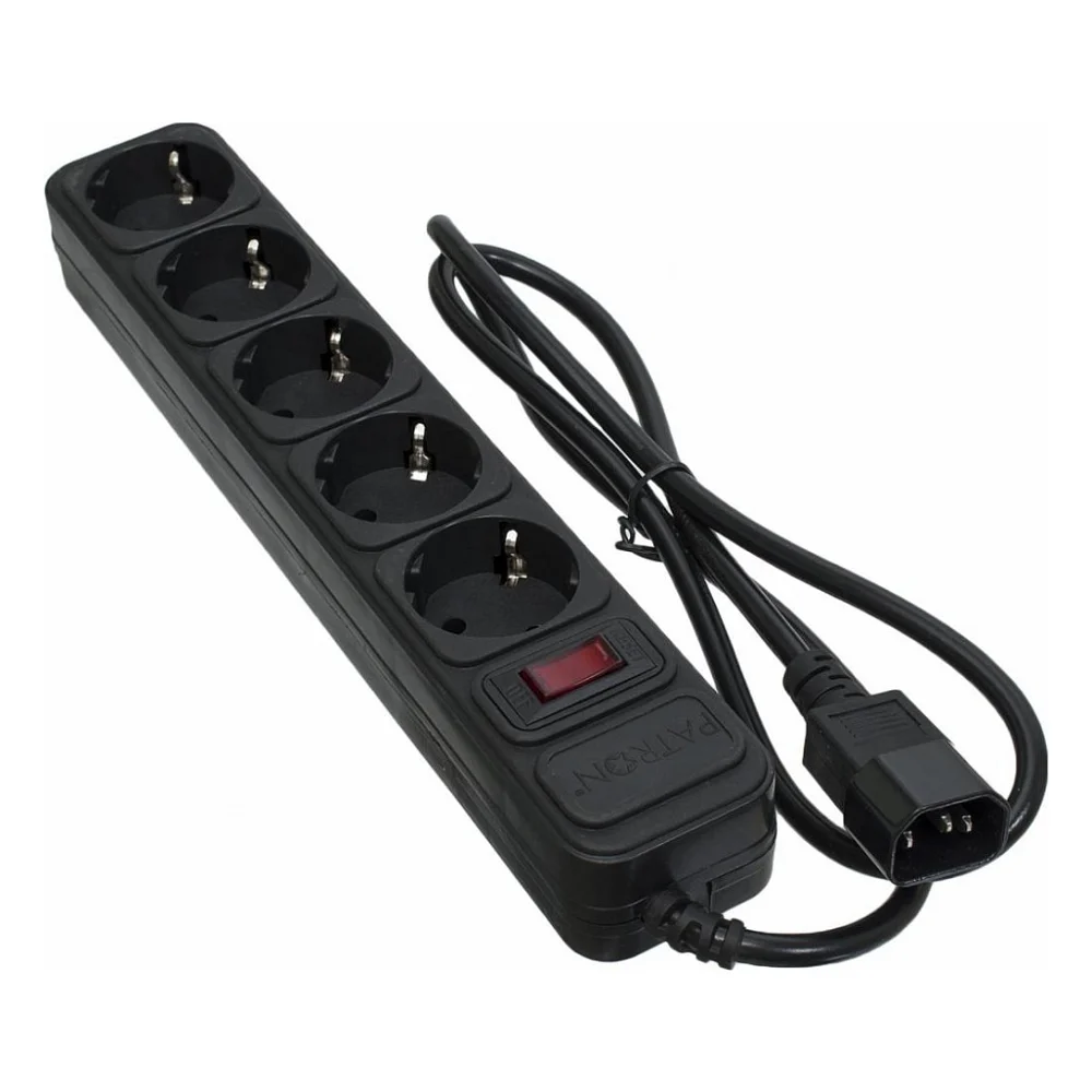 Мережевий фільтр живлення Patron 1 m3*1mm2 (SP-1053U) 5 розеток BLACK (EXT-PN-SP-1053U)