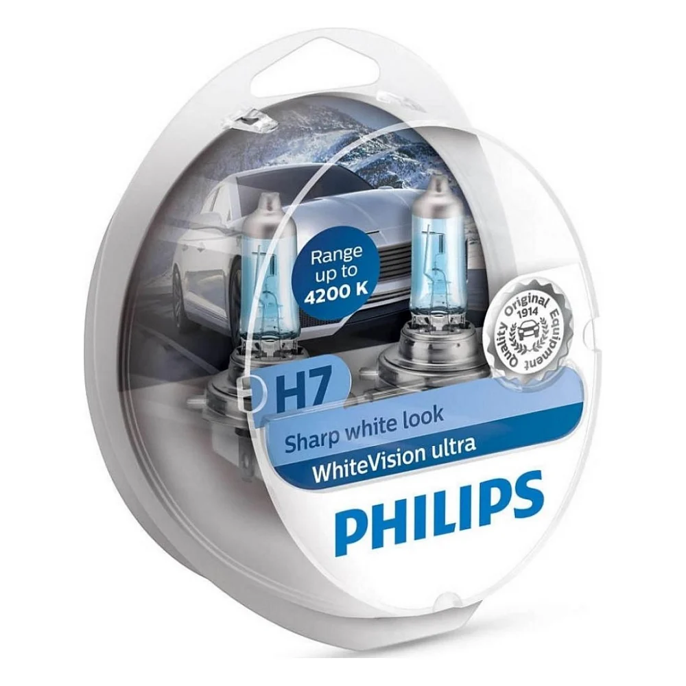 Автолампа Philips H7 WhiteVision Ultra +60% 2шт (12972WVUSM) — фото 4