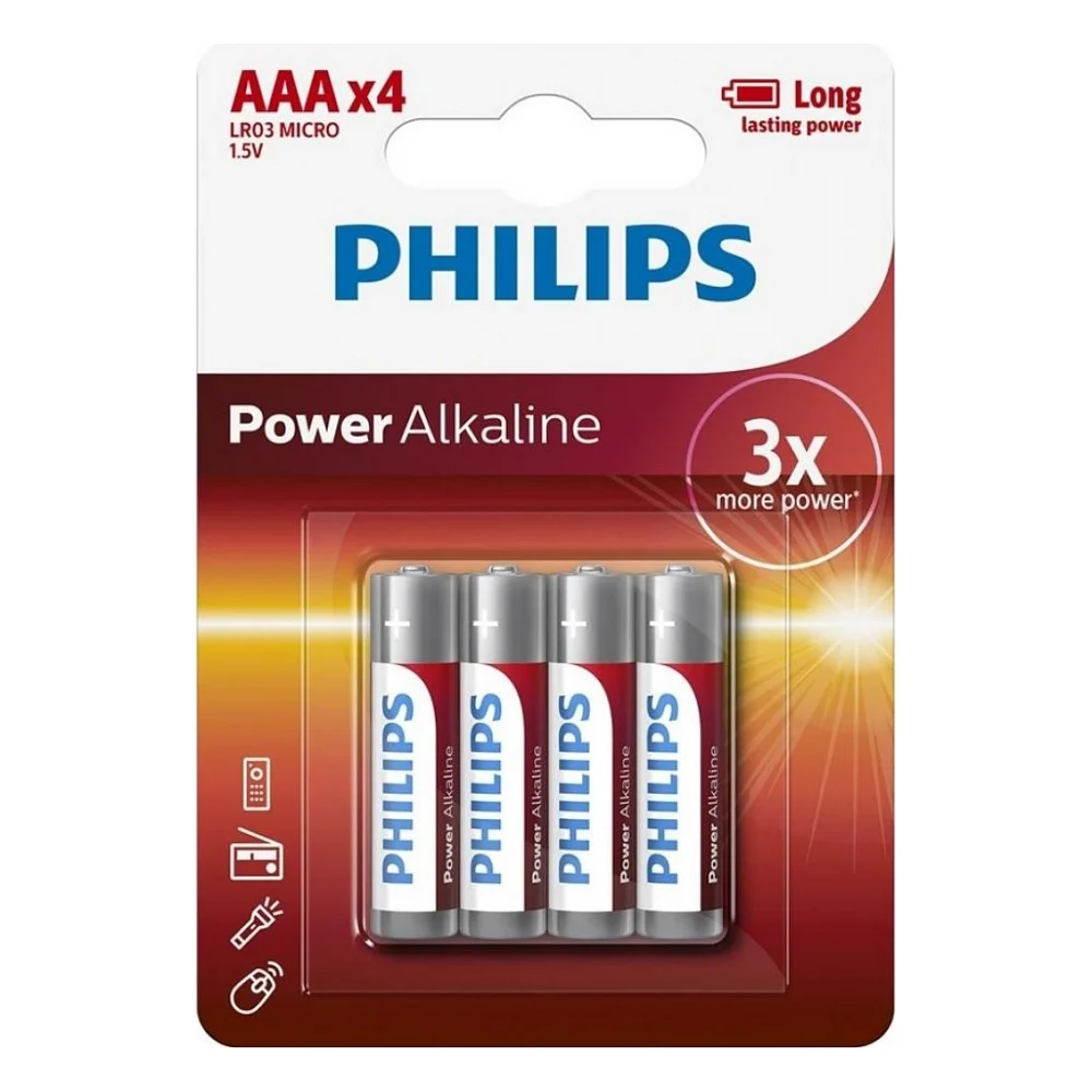 Батарейка Philips AAA LR03 Power Alkaline * 4 (LR03P4B/10)