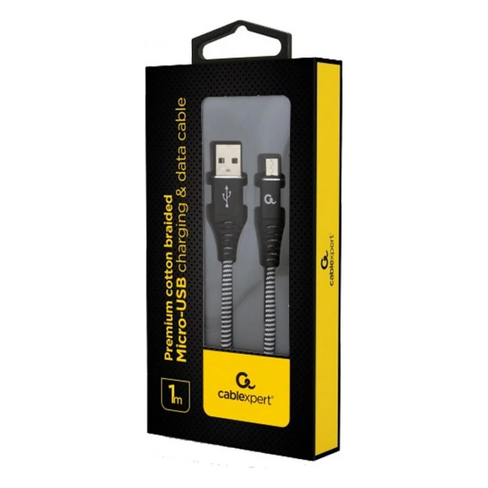 Дата кабель USB 2.0 Micro 5P to AM Cablexpert (CC-USB2B-AMmBM-1M-BW) — фото 2