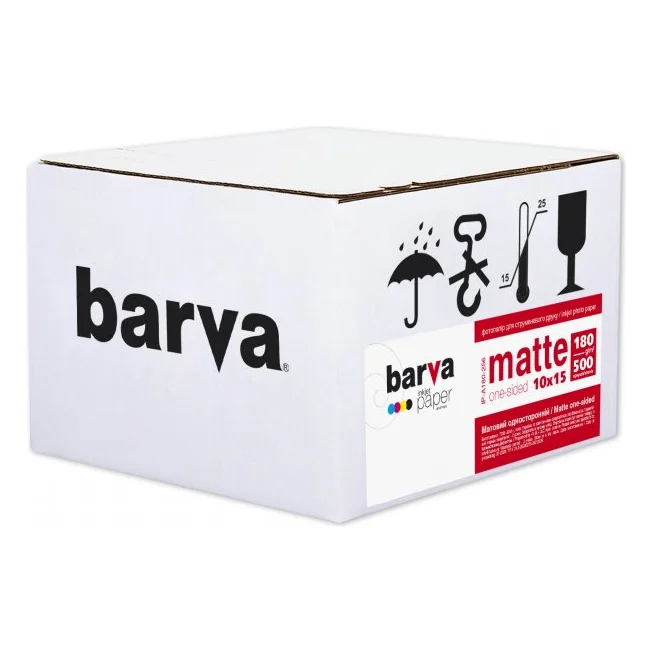 Фотопапір Barva, матовий, A6 (10x15), 180 г/м?, 500 арк, серія "Original" (IP-A180-256)