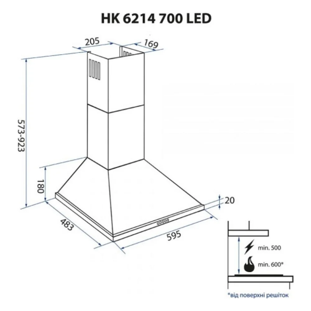 Витяжка кухонна Minola HK 6214 I 700 LED — фото 12