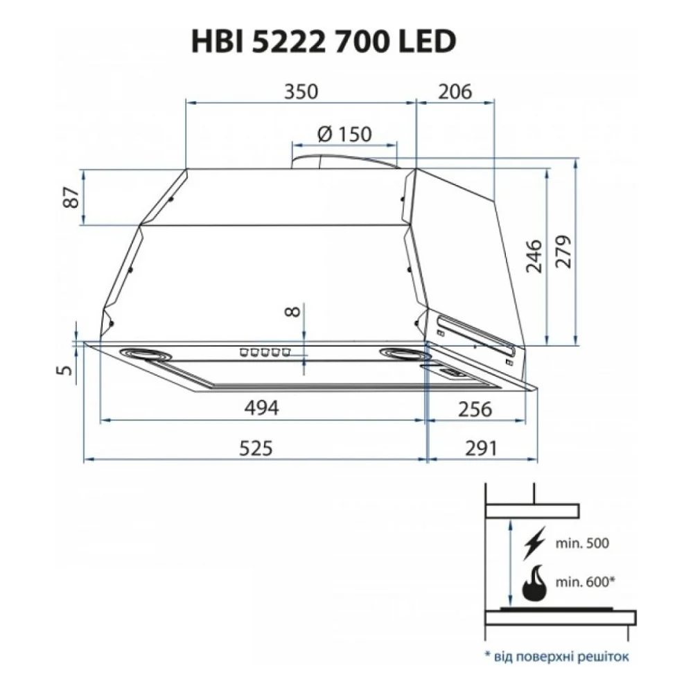 Витяжка кухонна Minola HBI 5222 I 700 LED — фото 9