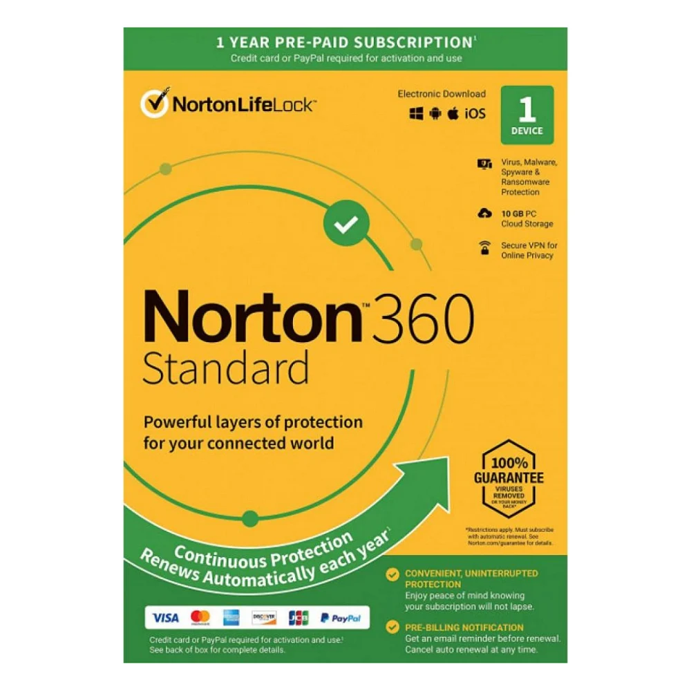 Антивірус Norton by Symantec NORTON 360 STANDARD 10GB 1 USER 1 DEVICE 12M (21409591)