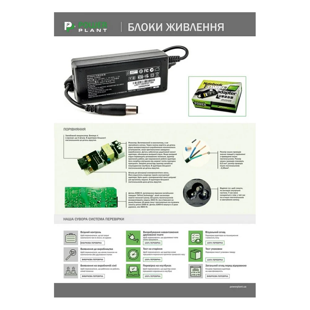 Блок живлення до ноутбуку PowerPlant HP 220V, 19.5V 90W 4.62A (4.8*1.7) (HP90G4817) — фото 3