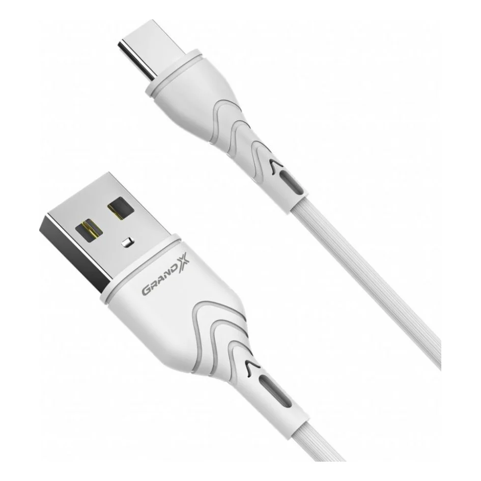 Кабель USB 2.0 AM to Type-C 1.0m White Grand-X (PC-03W) — фото 2
