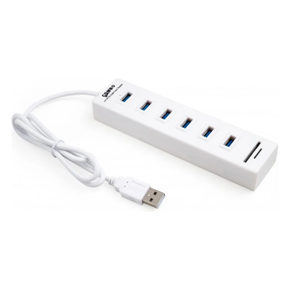 Концентратор Vinga 6xUSB2.0 + card-reader with switch (VCP2H6USBCRSWWH) — фото 2