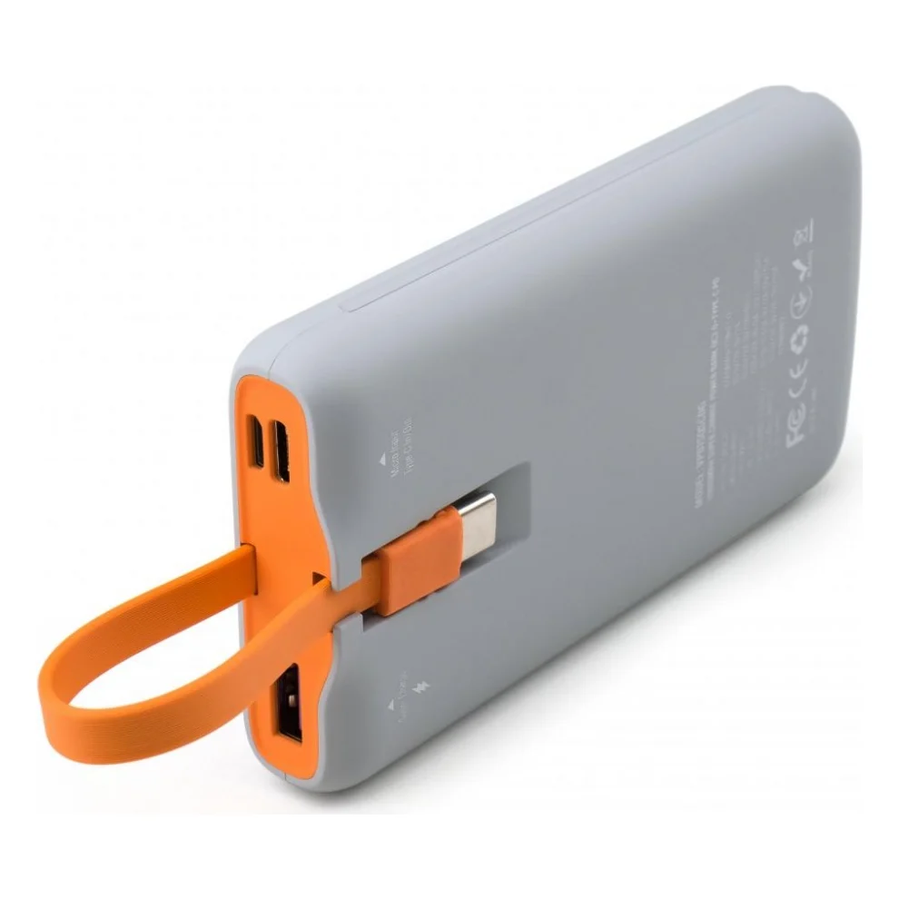 Батарея універсальна Vinga 10000 mAh SuperQC soft touch w/cable 22.5W dark grey (VPB1SQSCDG) — фото 6