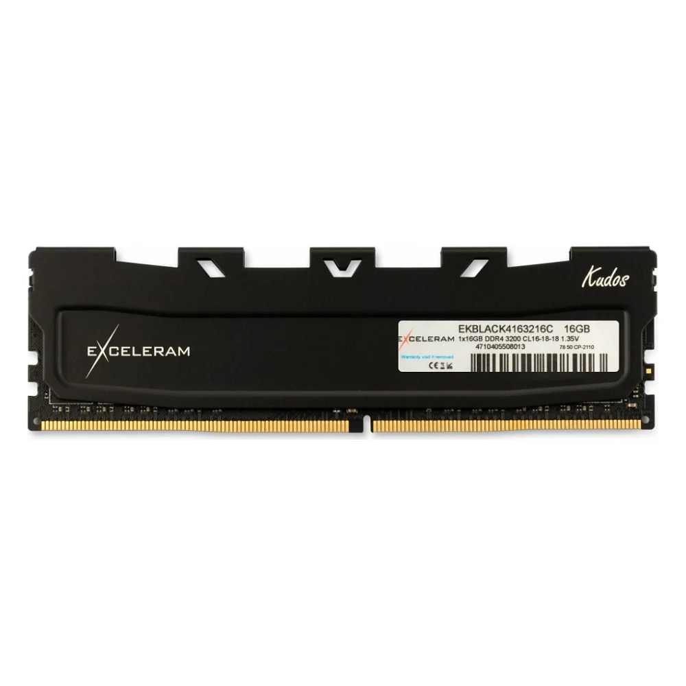 Модуль пам'яті для комп'ютера DDR4 16GB 3200 MHz Black Kudos eXceleram (EKBLACK4163216C)