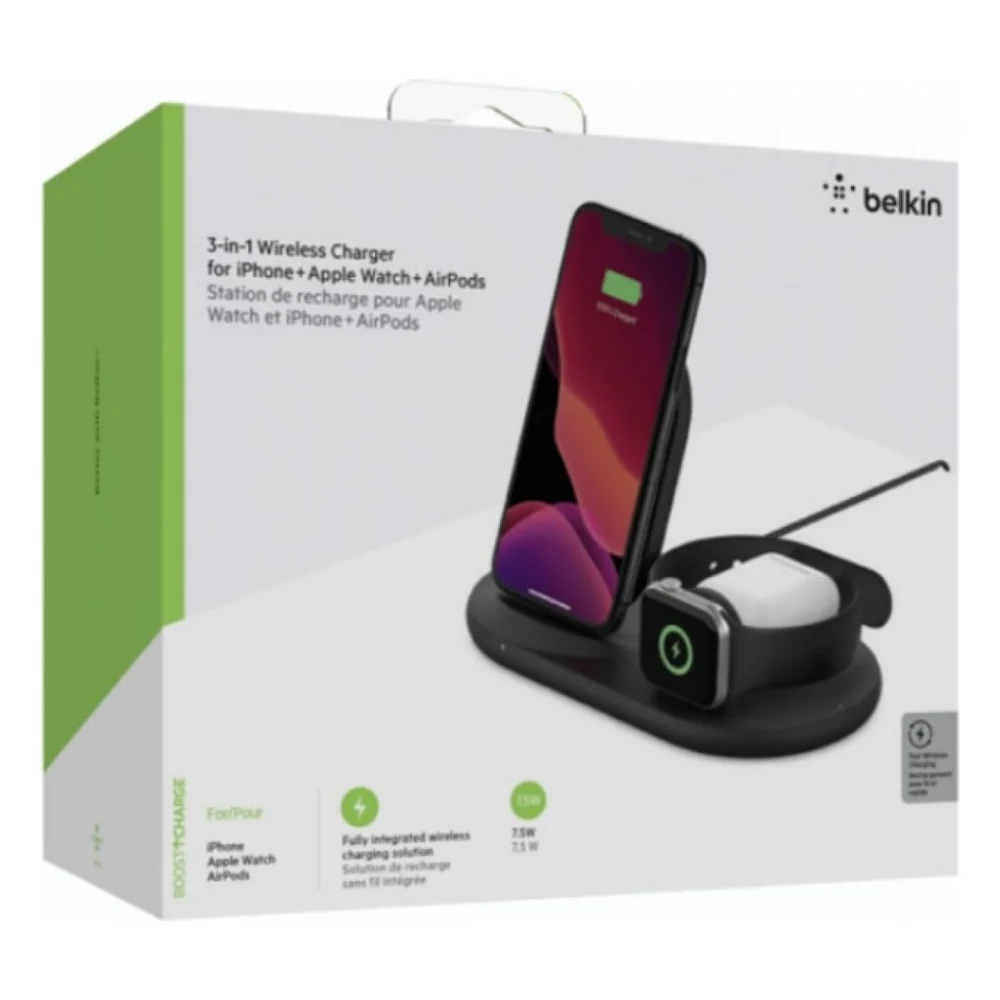 Бездротовий зарядний пристрій Belkin 3-in-1 Wireless Pad/Stand/Apple Watch, black (WIZ001VFBK) — фото 7