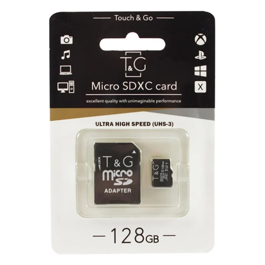 Карта пам'яті T&G 128GB microSDXC class 10 UHS-I U3 (TG-128GBSD10U3-01)