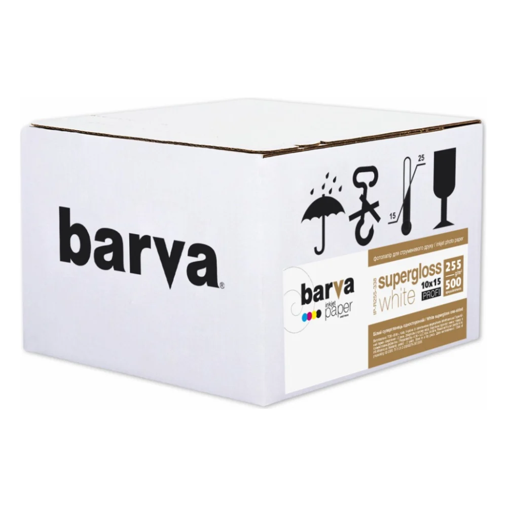 Папір Barva 10x15, 255 g/m2, PROFI, 500с, White supergloss (IP-R255-338)