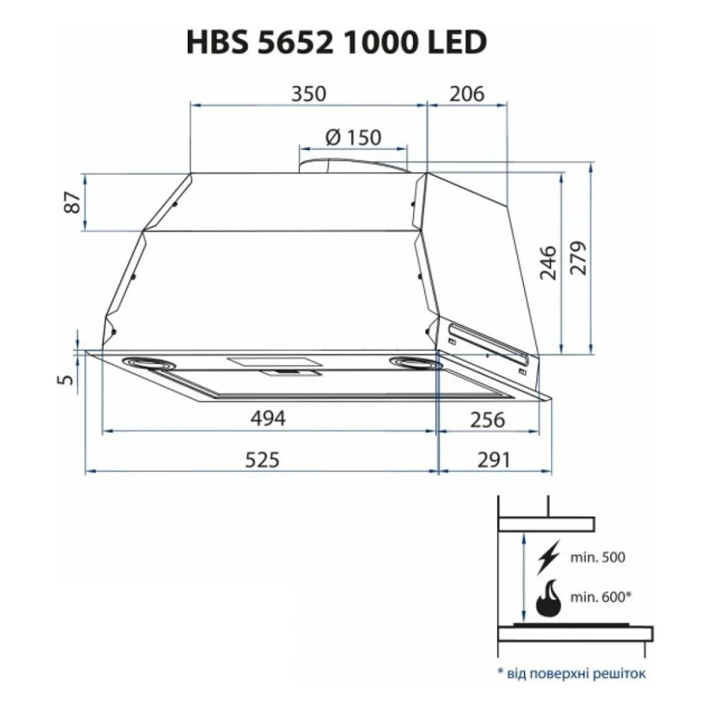 Витяжка кухонна Minola HBS 5652 BL 1000 LED — фото 9