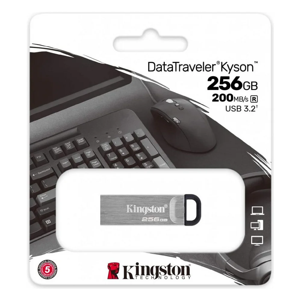 USB флеш накопичувач Kingston 256GB DT Kyson Silver/Black USB 3.2 (DTKN/256GB) — фото 6