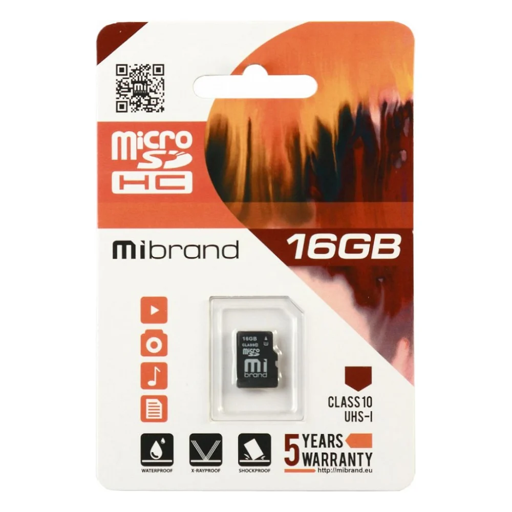 Карта пам'яті Mibrand 16GB microSDHC class 10 UHS-I (MICDHU1/16GB)
