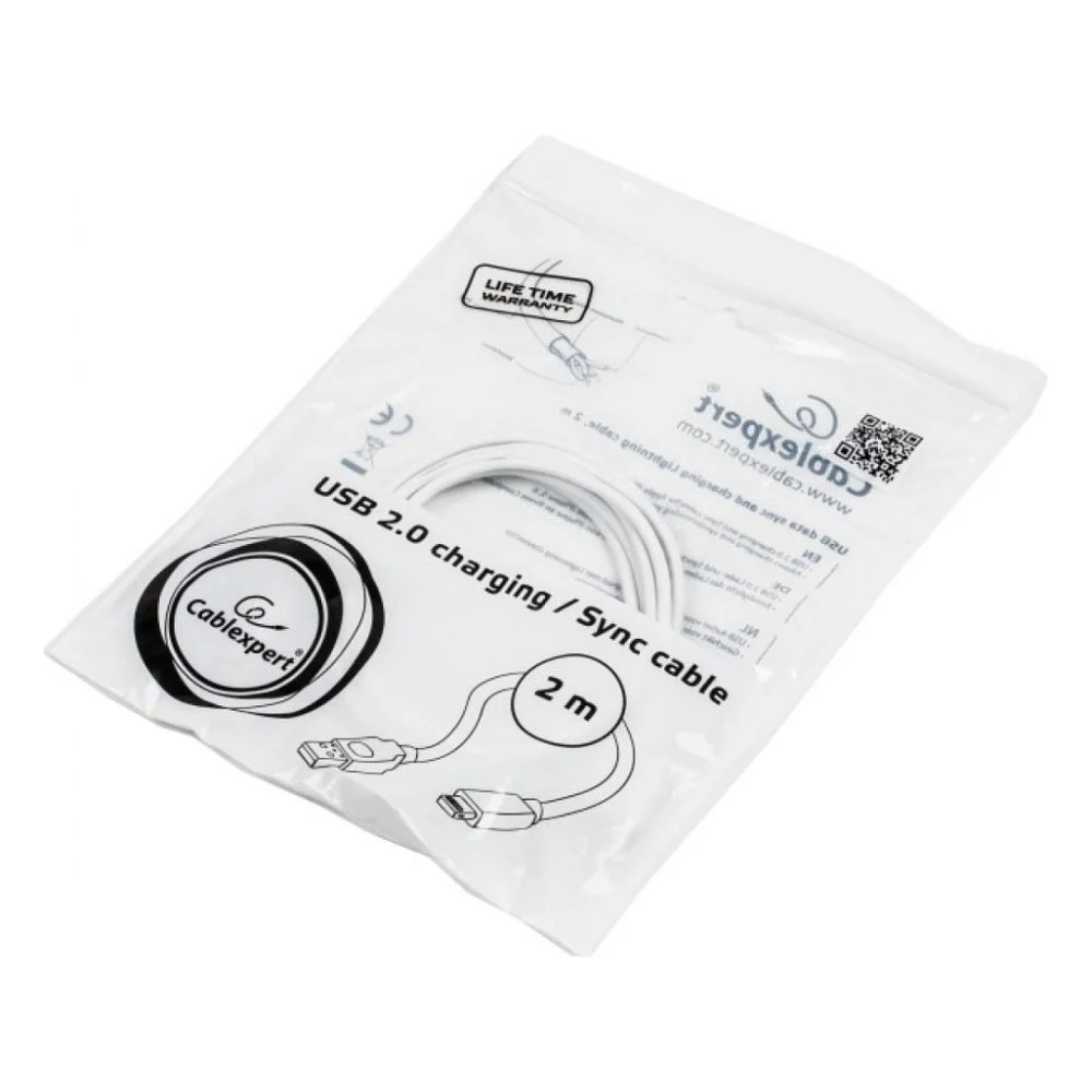 Дата кабель USB 2.0 AM to Lightning 2.0m Cablexpert (CC-USB2-AMLM-2M-W) — фото 4