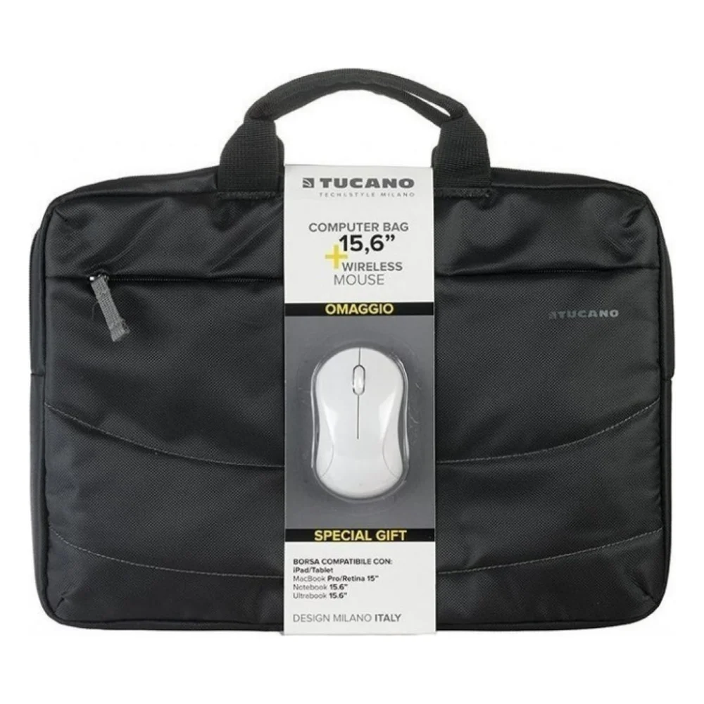 Сумка для ноутбука Tucano 15.6" SLIM BAG IDEALE + Wireless mouse, Black (BU-BIDEA-WM)