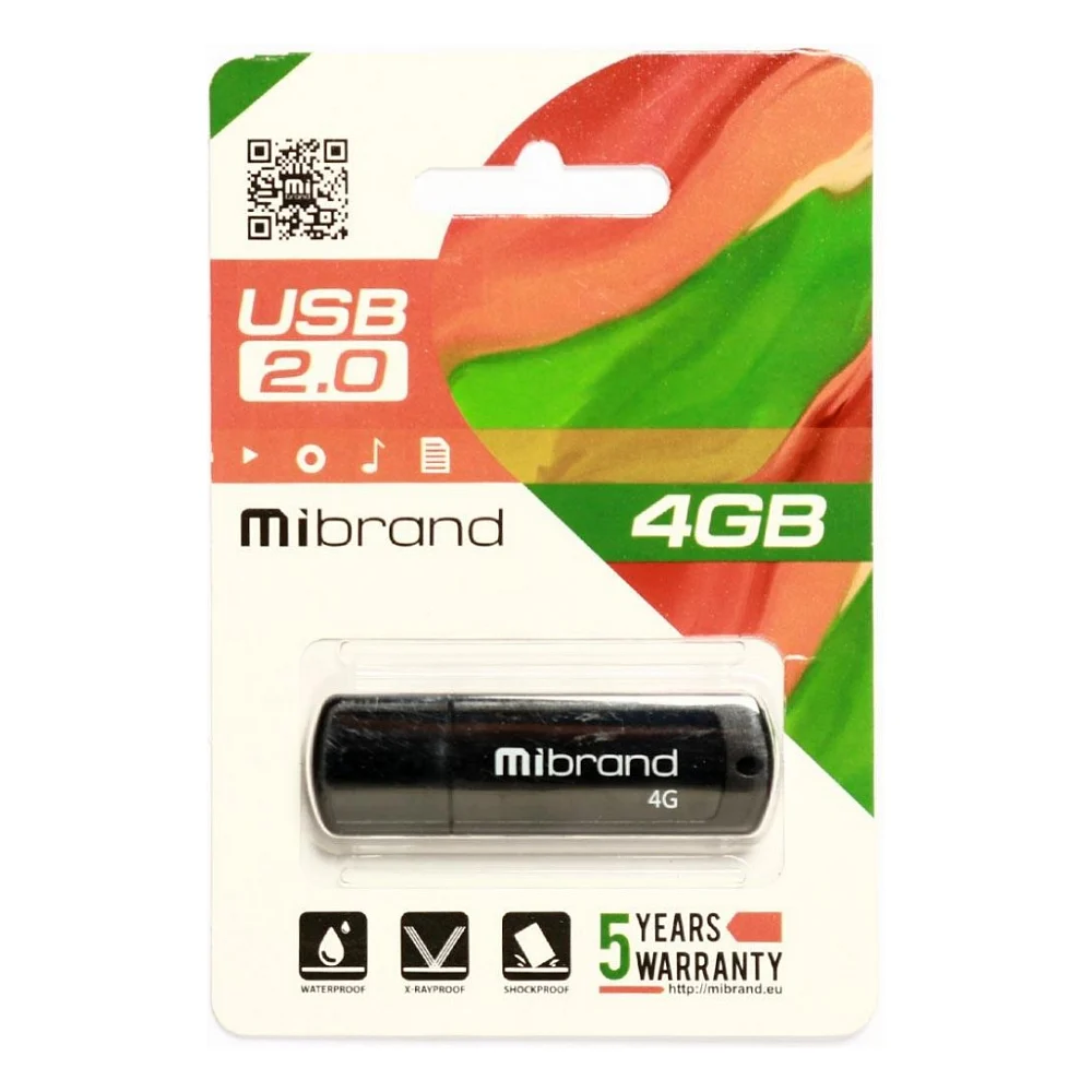 USB флеш накопичувач Mibrand 4GB Grizzly Black USB 2.0 (MI2.0/GR4P3B) — фото 2