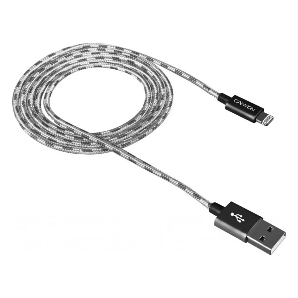 Дата кабель USB 2.0 AM to Lightning 1.0m Dark gray Canyon (CNE-CFI3DG)