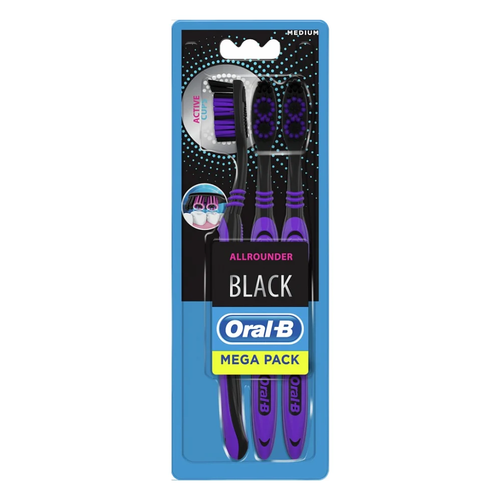 Зубна щітка Oral-B Всебічна чистка Black 40 Medium 3 шт (3014260101381)