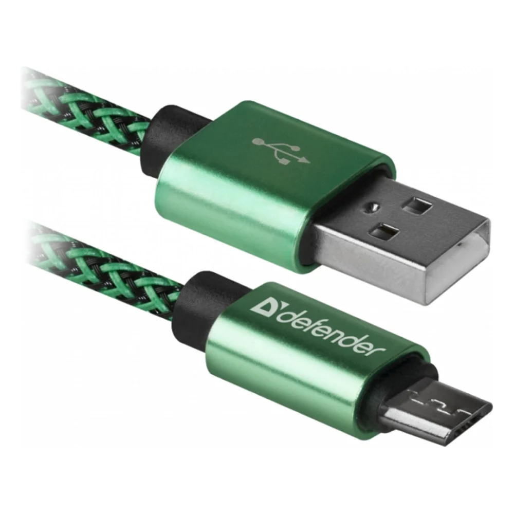 Дата кабель USB 2.0 AM to Micro 5P 1.0m USB08-03T green Defender (87804)