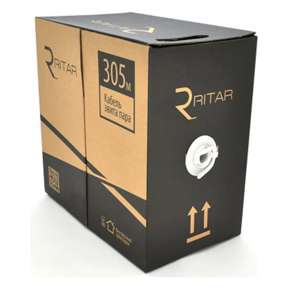 Кабель мережевий Ritar UTP 305м, cat 6, CU, КНП 4*2*0,56мм, Black, outdoor (06712)