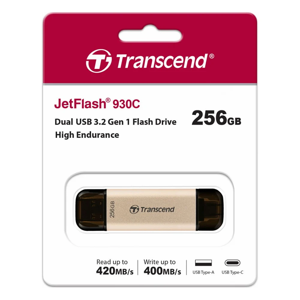 USB флеш накопичувач Transcend 256GB JetFlash 930 Gold-Black USB 3.2/Type-C (TS256GJF930C) — фото 8