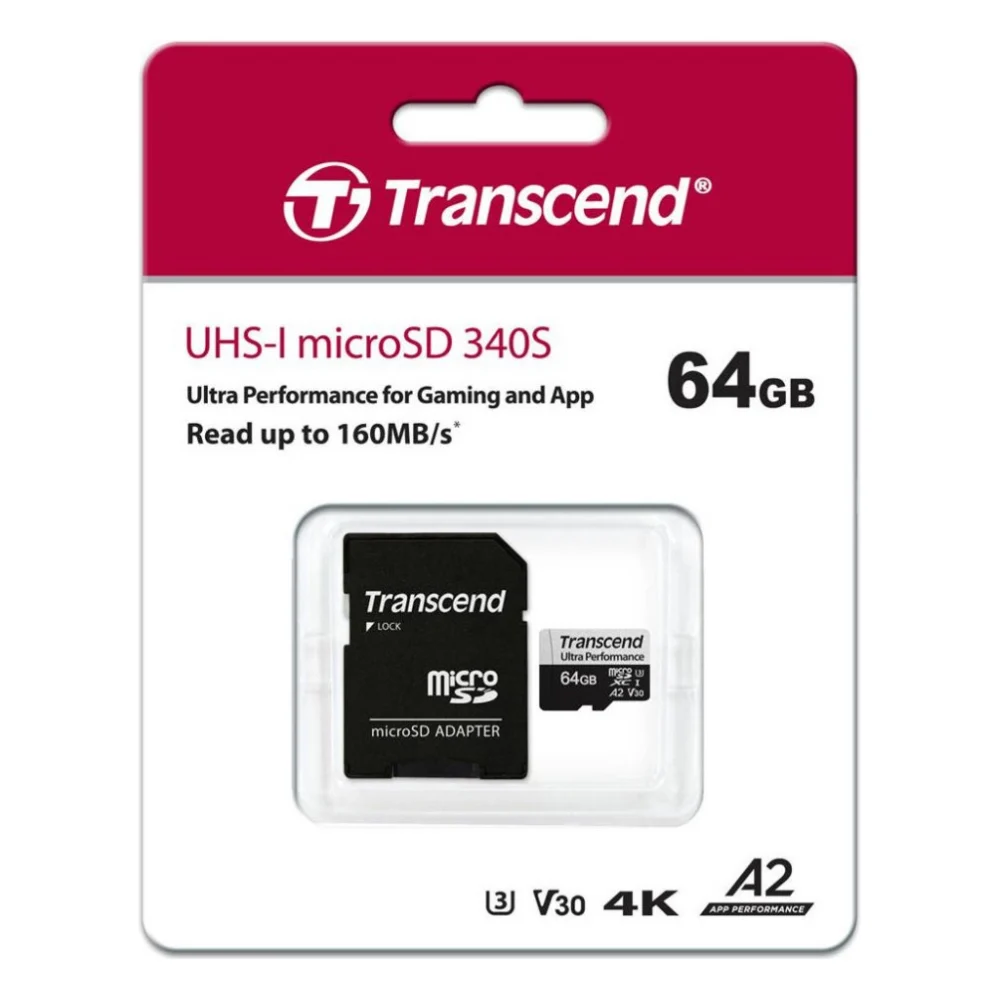 Карта пам'яті Transcend 64GB microSDXC class 10 UHS-I U3 A2 (TS64GUSD340S) — фото 3
