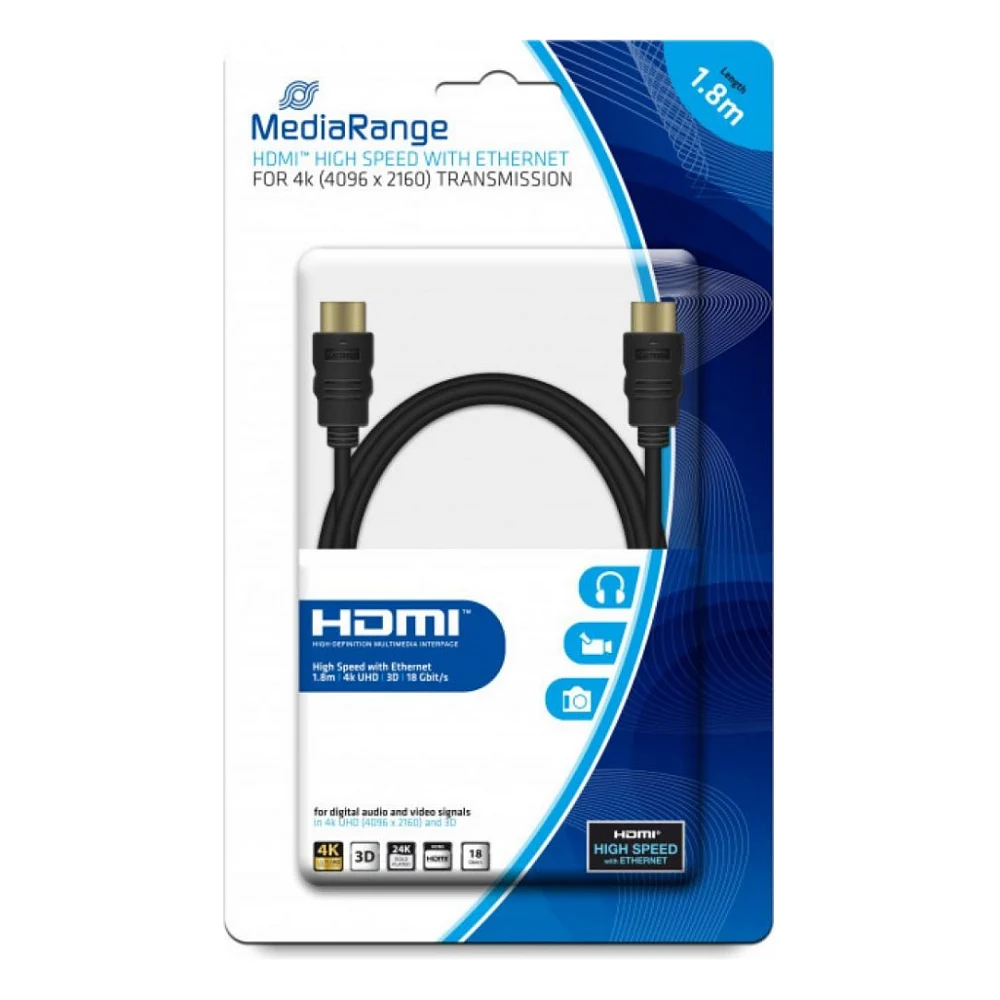 Кабель мультимедійний HDMI to HDMI 1.8m V2.0 Mediarange (MRCS156)