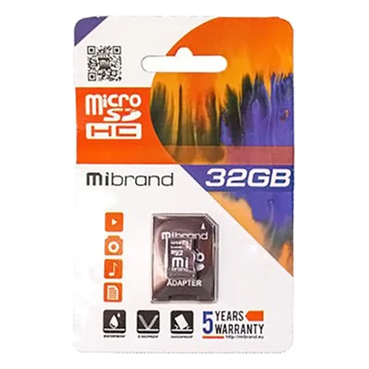 Карта пам'яті microSDHC, 32Gb, Class10 UHS-1 U3, Mibrand, SD адаптер (MICDHU3/32GB-A)