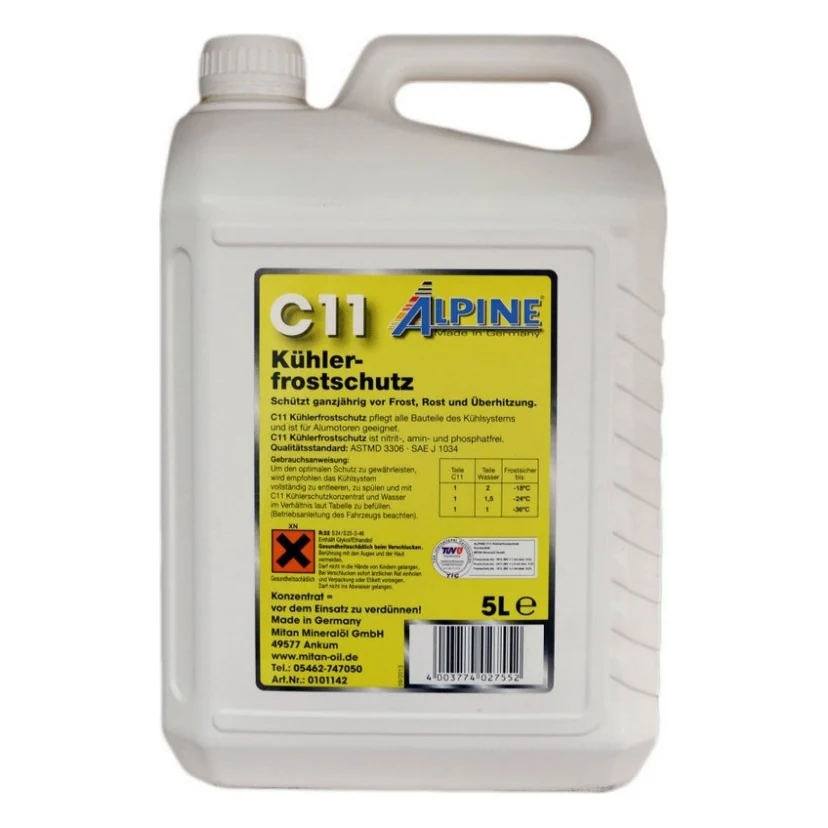 Антифриз Alpine C11 Kuhlerfrostschutz ready-mix -36C зелен. 5л (5,5кг.) (RM 1145G-5)