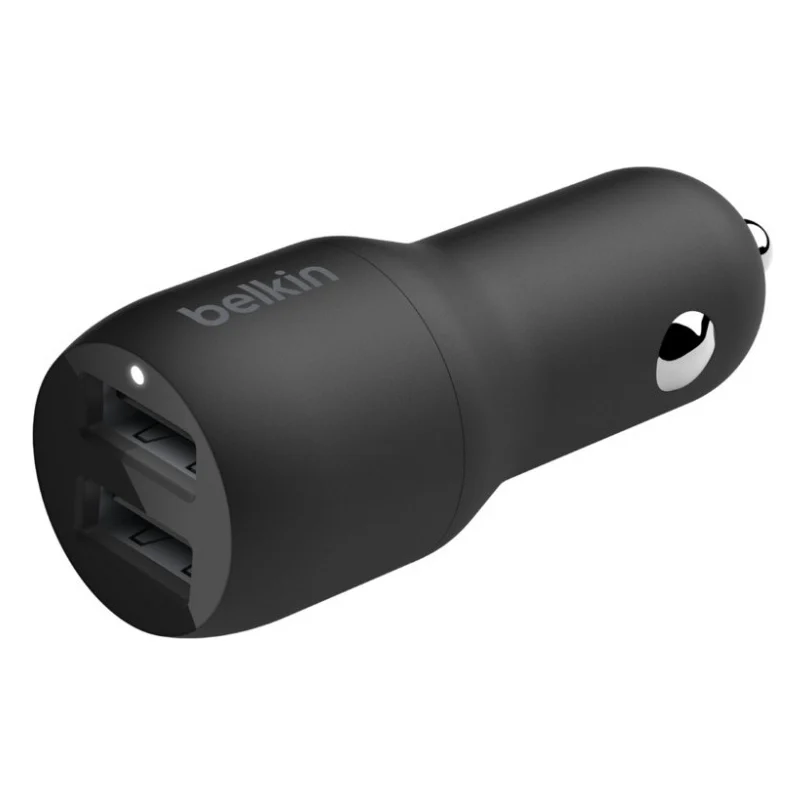 Зарядний пристрій Belkin Car Charger (24W) Dual USB-A, USB-A - Lightning, 1m, black (CCD001BT1MBK)