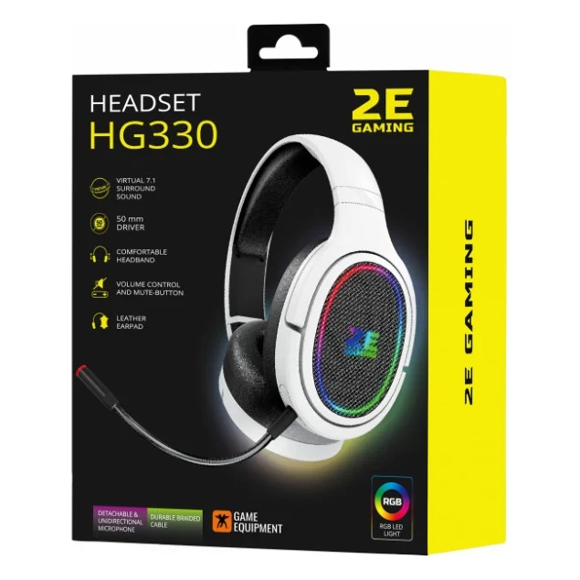 Навушники 2E HG330 RGB USB 7.1 White (2E-HG330WT-7.1) — фото 2