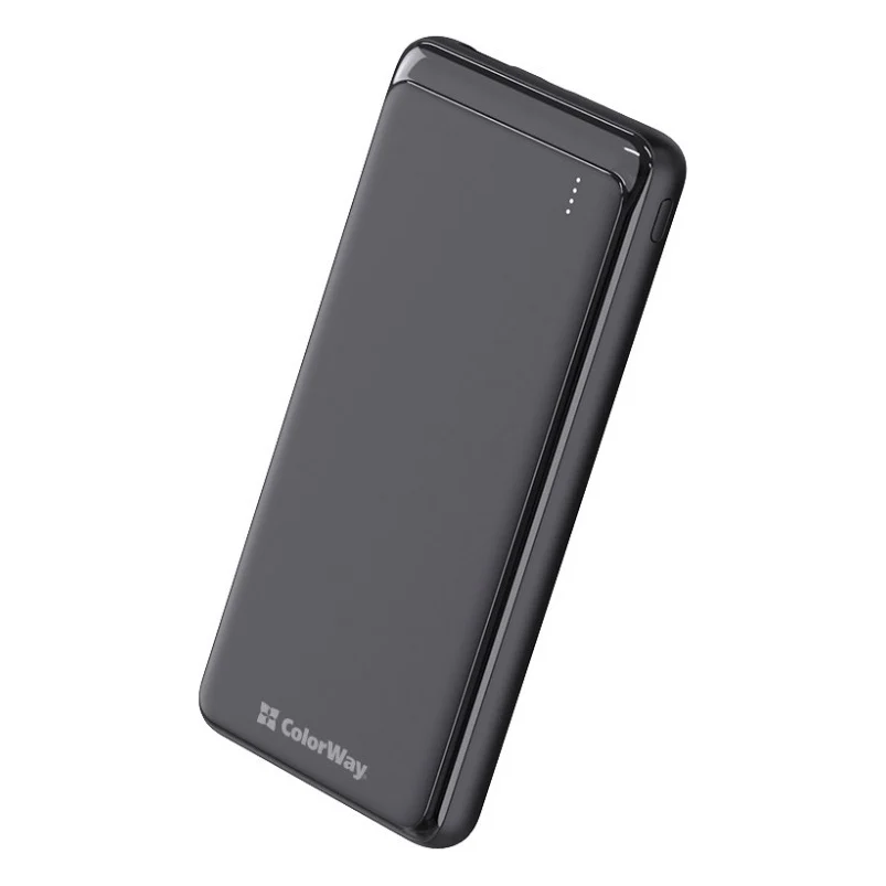 Батарея універсальна ColorWay 10 000 mAh Slim (USB QC3.0 + USB-C Power Delivery 18W) Black (CW-PB100LPG3BK-PD)