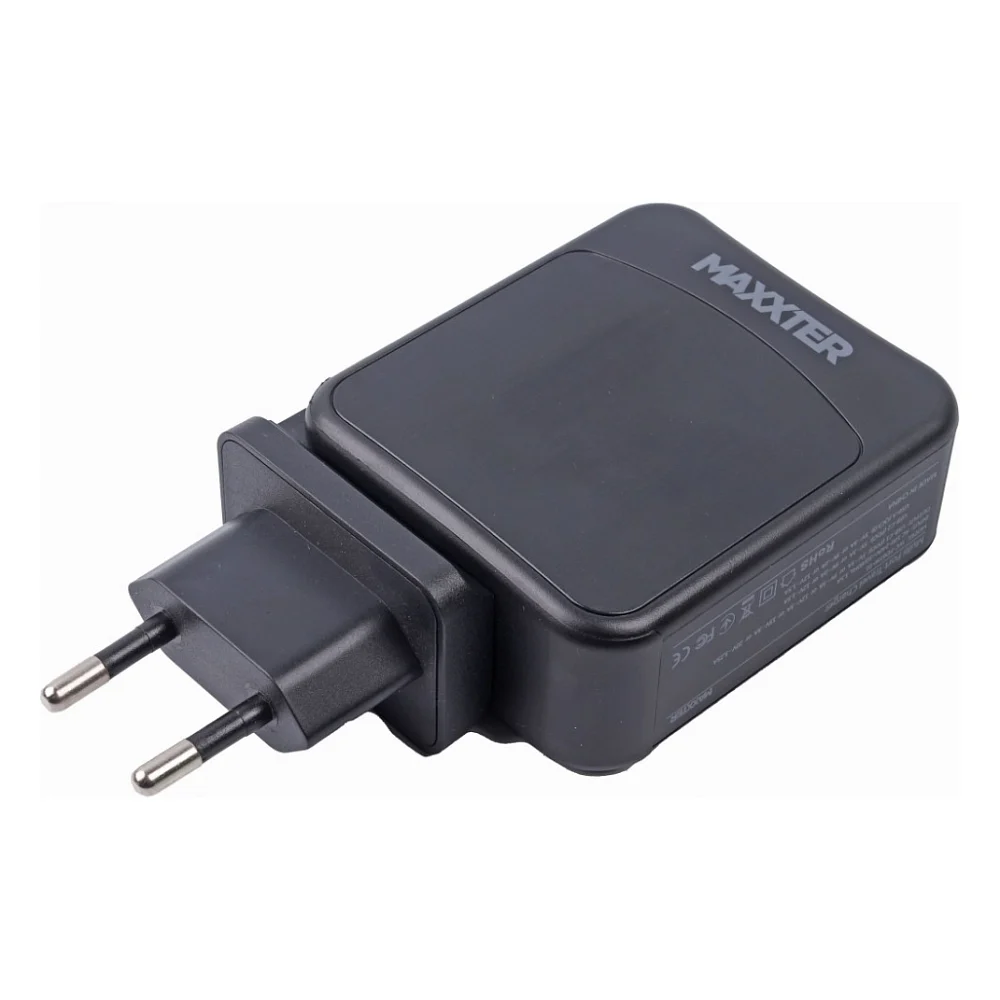 Зарядний пристрій Maxxter 1USB-A + 2USB-C (PD 65W+PD 18W + QC 3.0) (WC-PD65W-01)