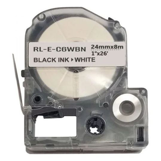 Стрічка для принтера етикеток UKRMARK RL-E-C6WBN-BK/WT, аналог LC6WBN. 24 мм х 8 м (CELC6WBN)