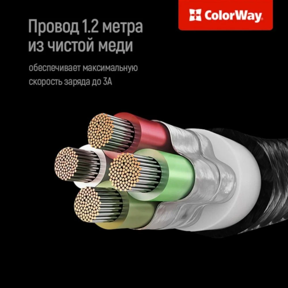 Кабель USB 2.0 AM to Lightning + Micro 5P + Type-C 4.0A (20W) ColorWay (CW-CBU3003-GR) — фото 7