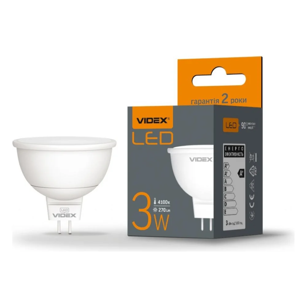 Лампочка Videx MR16e 3W GU5.3 4100K 220V (VL-MR16e-03534) — фото 2