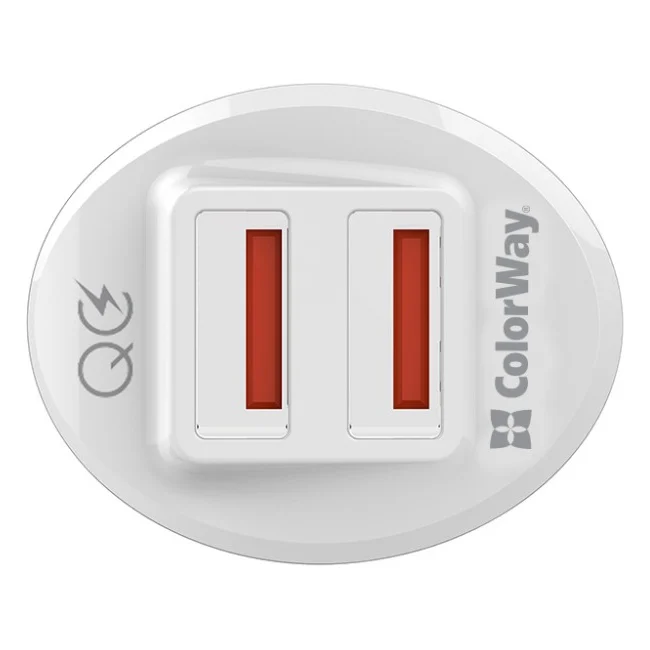 Автомобільний зарядний пристрій ColorWay 2USB Quick Charge 3.0 (36W (CW-CHA011Q-WT) — фото 5