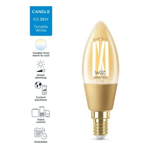 Розумна лампочка WiZ E14 4.9W (25W 370Lm) C35 2000-5000K філаментна Wi-Fi (929003017701) — фото 7