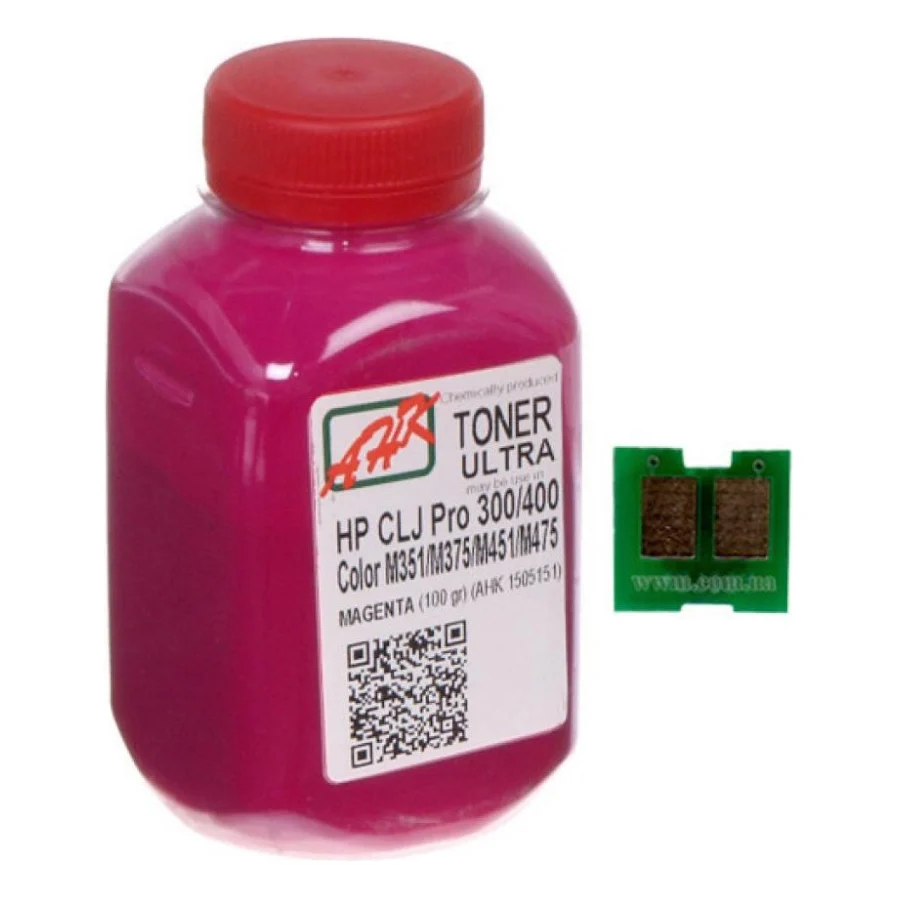 Тонер HP CLJ Pro 300/400/M475 100г Magenta +chip AHK (1505163)