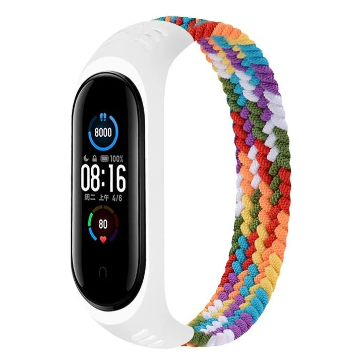 Ремінець для фитнес браслета BeCover Elastic Nylon Style для Xiaomi Mi Smart Band 5/Mi Smart Band 6 Size L Rainbow (706165)