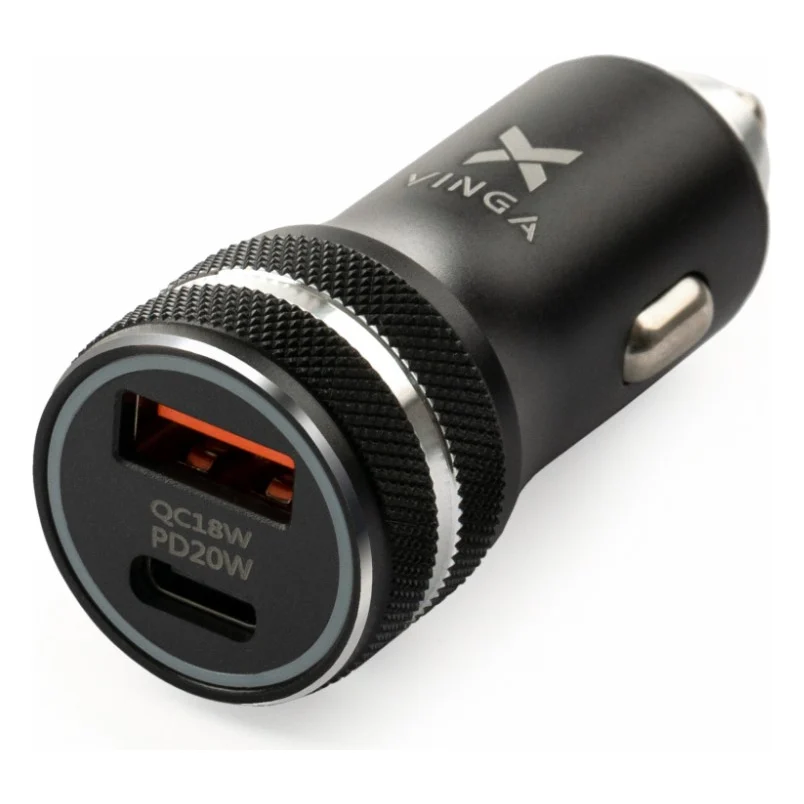 Автомобільний зарядний пристрій Vinga QC3.0 + PD Quick Car Charger aluminium 36W Max black (VCCQPAC) — фото 3
