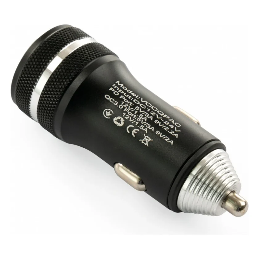 Автомобільний зарядний пристрій Vinga QC3.0 + PD Quick Car Charger aluminium 36W Max black (VCCQPAC) — фото 5