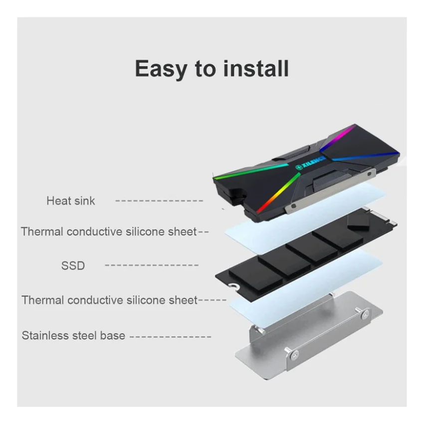 Радіатор охолодження Xilence M2SSD Cooler ARGB M2SSD.B.ARGB (XC401) — фото 7