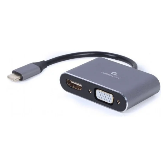 Перехідник USB-C to HDMI/VGA, 4К 30Hz Cablexpert (A-USB3C-HDMIVGA-01)